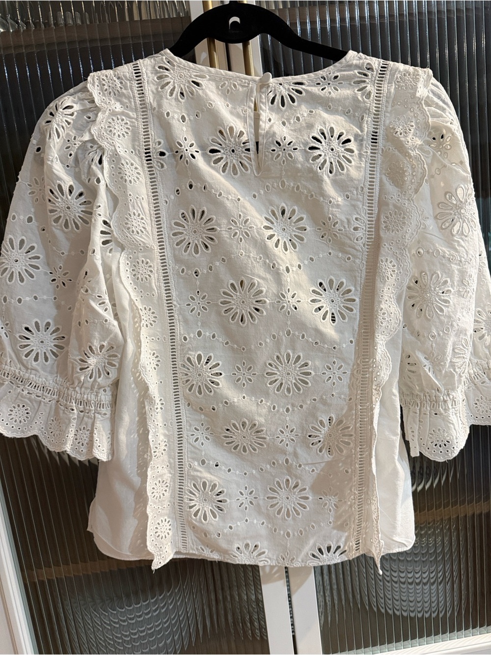 Veronica Beard Gale Blouse White Eyelet Lace - Picture 3 of 8